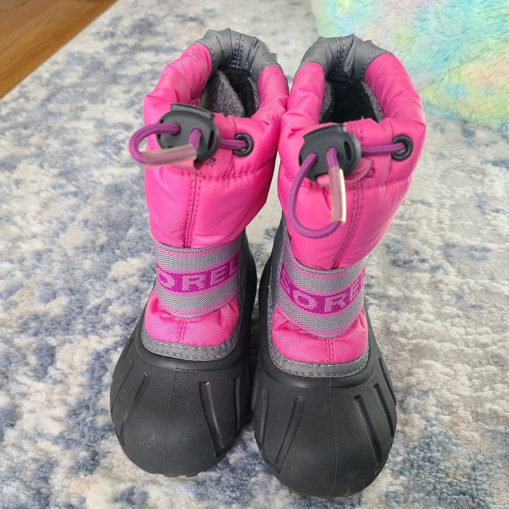Girls Sorel Flurry Insulated Winter Snow Boots Pink. TODDLER SIZE 7